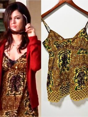 ASO Summer Roberts in The OC Y2K Embroidered Empire Waist Cami Tank Top RARE